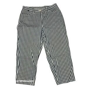 Lauren‎ Gingham Cropped Pants High Waist Casual Career Blue White Size 12 Capri